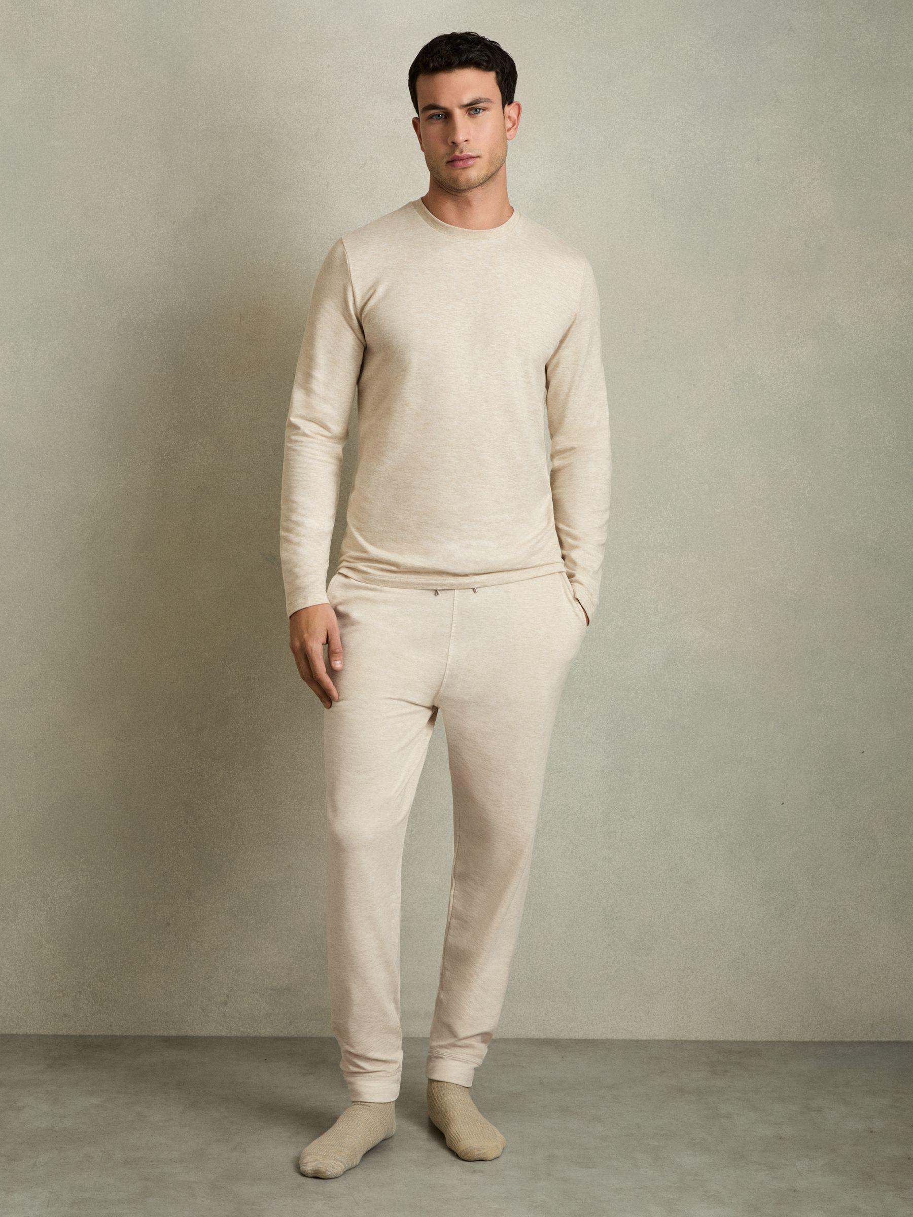 Crew Neck Fleece Lined Sweatshirt in Oatmeal Melange Product Image