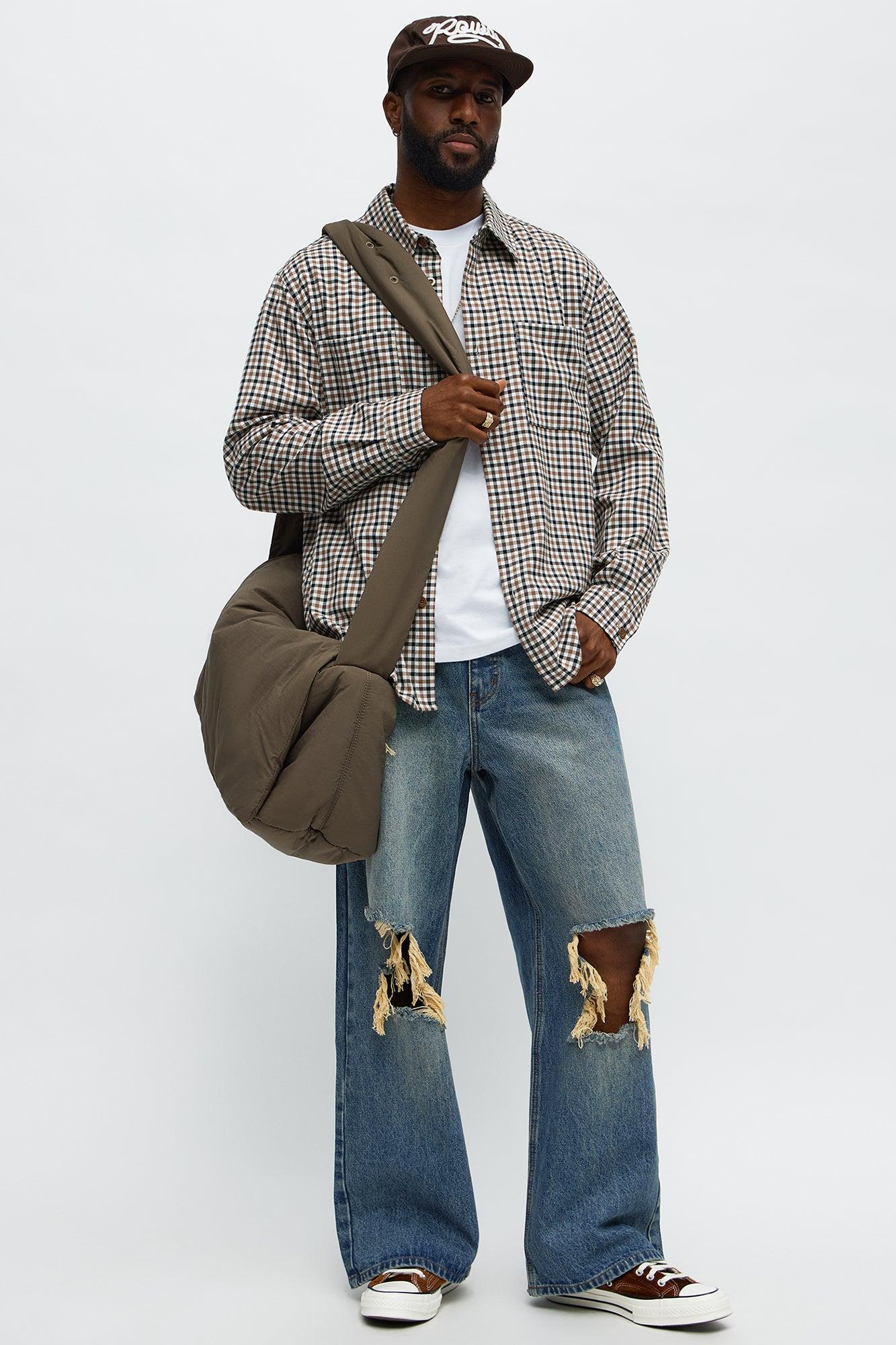 Baggy Destroyed Jeans - Dark Wash Product Image