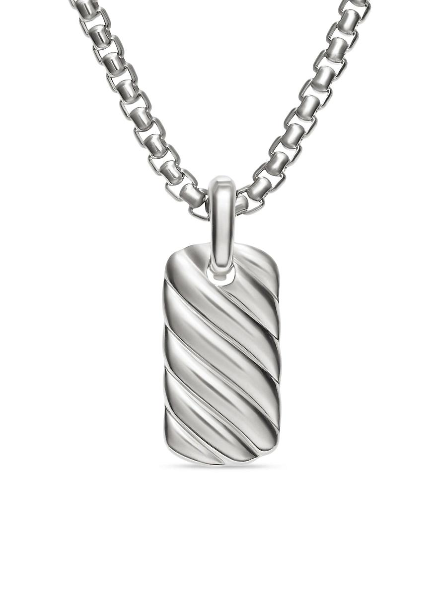 Womens Petite Sculpted Cable Tag in Sterling Silver, 24MM Product Image