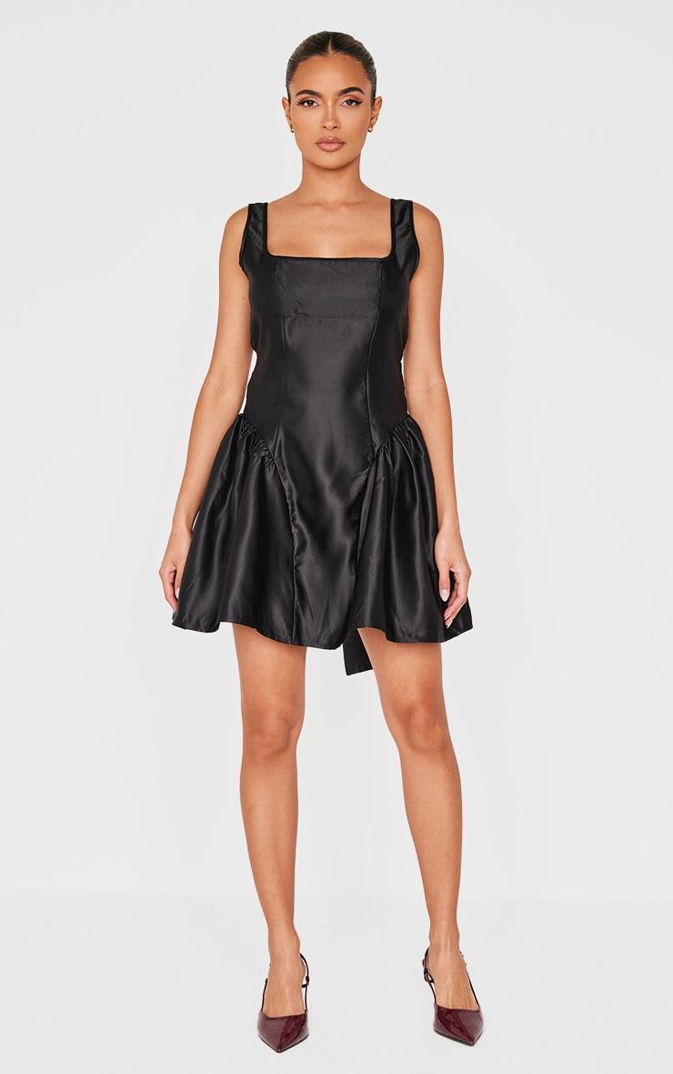 Black Bow Back Detail Skater Dress Product Image