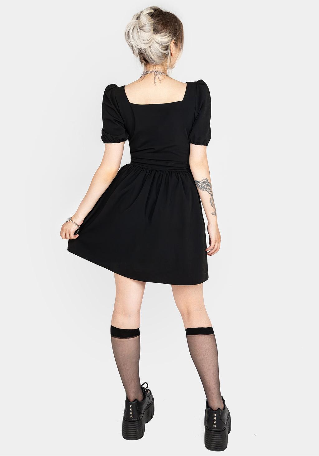 Vampyrum Bat Embroidered Puff Sleeve Mini Dress Product Image