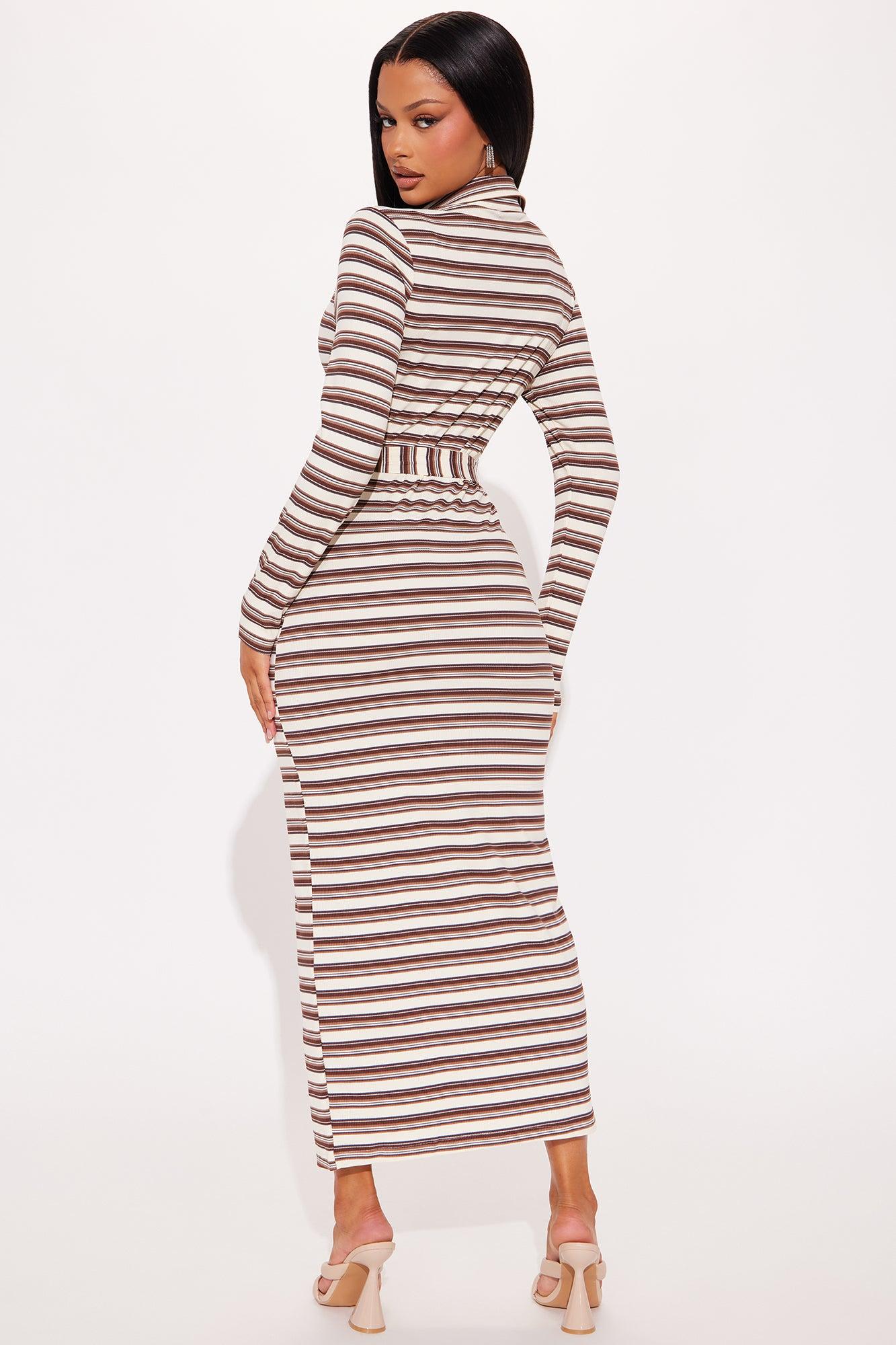 Carissa Ribbed Maxi Dress - Chocolate/Combo Product Image