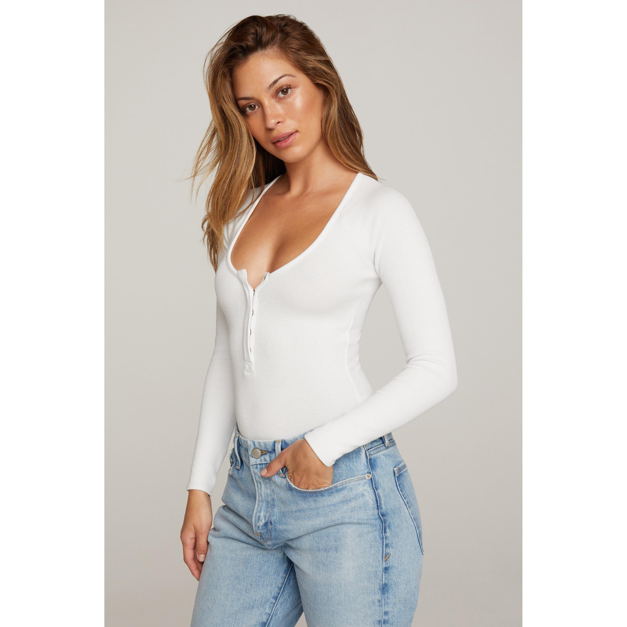 Womens The Feel Good Henley Bodysuit Product Image