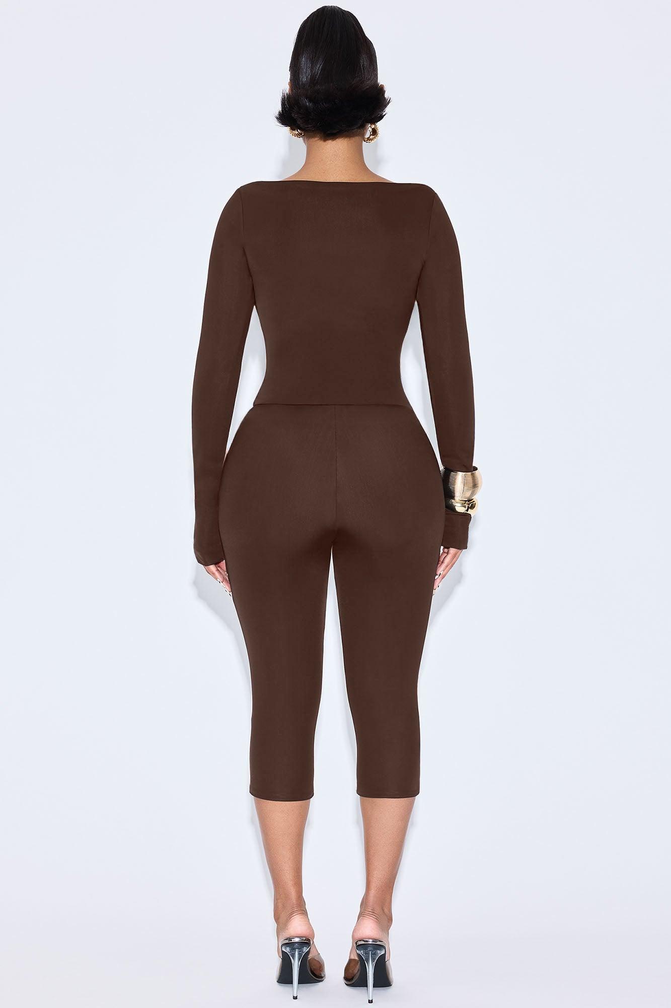Darcie Double Lined Capri Pant Set - Chocolate Product Image