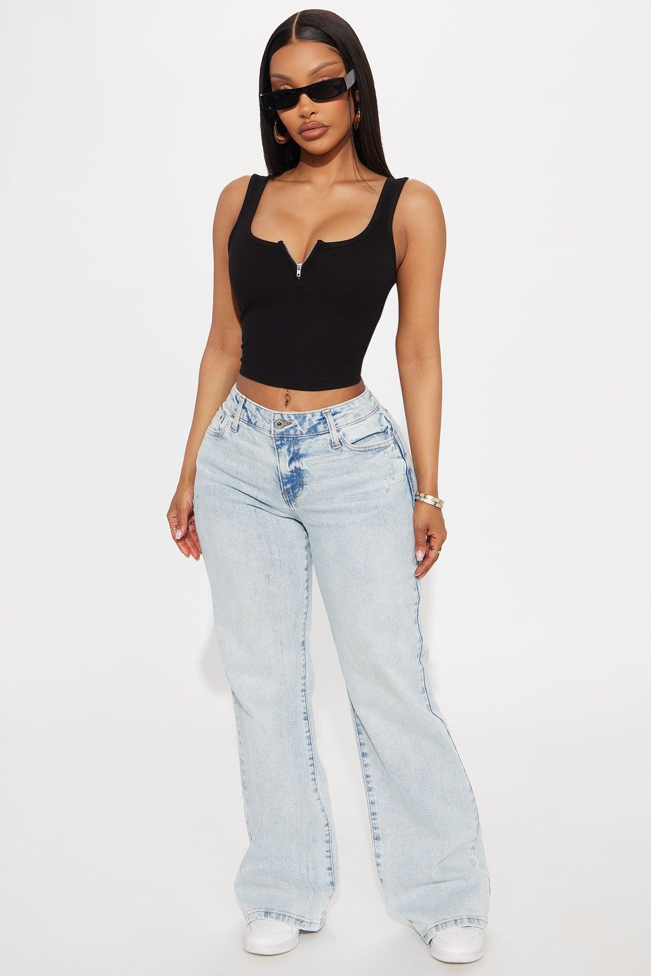 Mellow Moments Low Rise Wide Leg Jeans - Light Wash Female Product Image