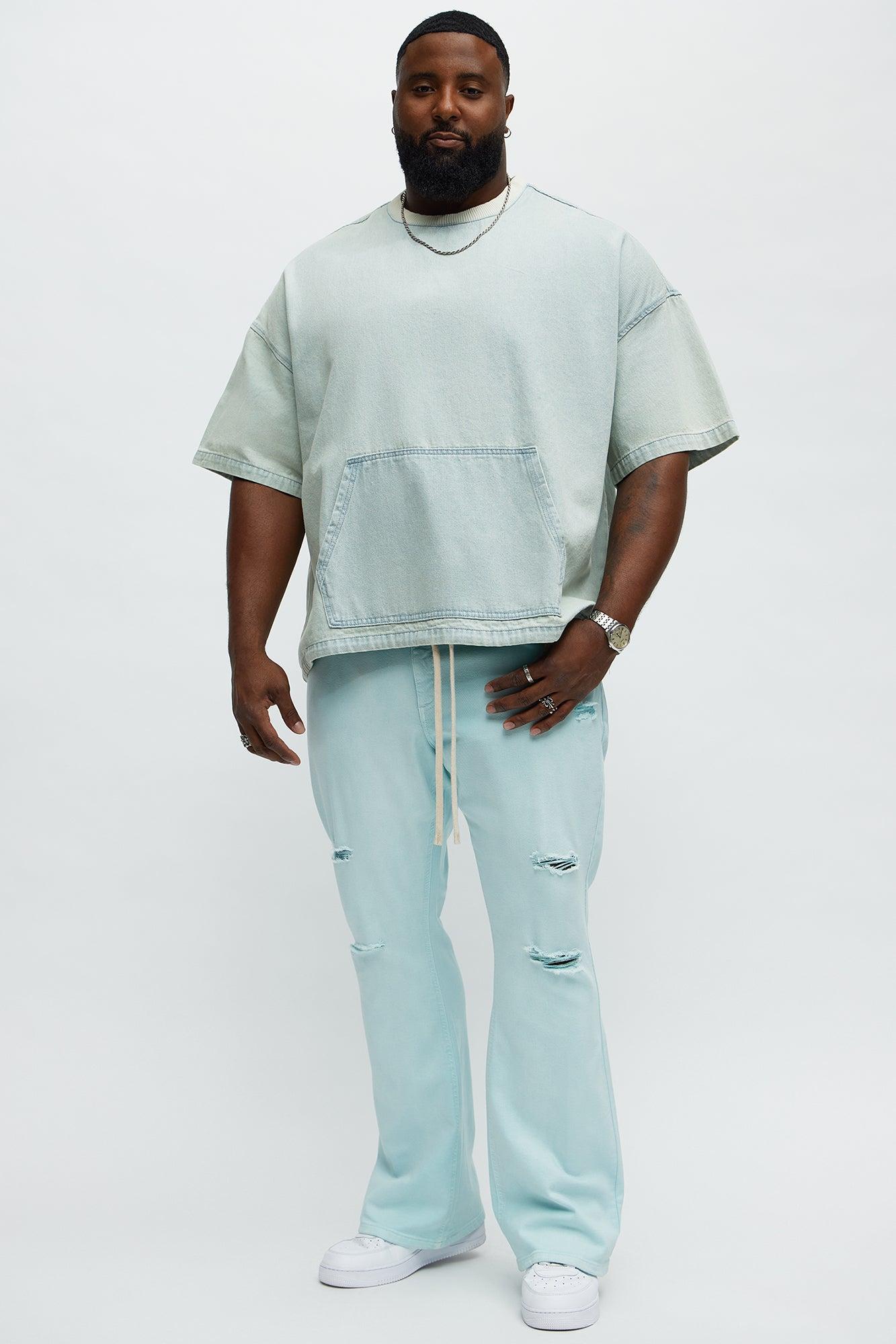 Stacked Skinny Flare Meet Me Halfway Ripped Jeans - Teal/combo Product Image