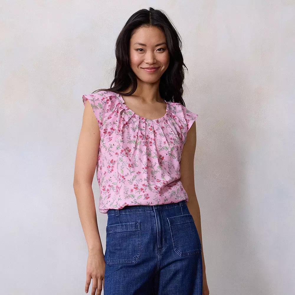 Women's LC Lauren Conrad Pleated Scoopneck Top,  Product Image