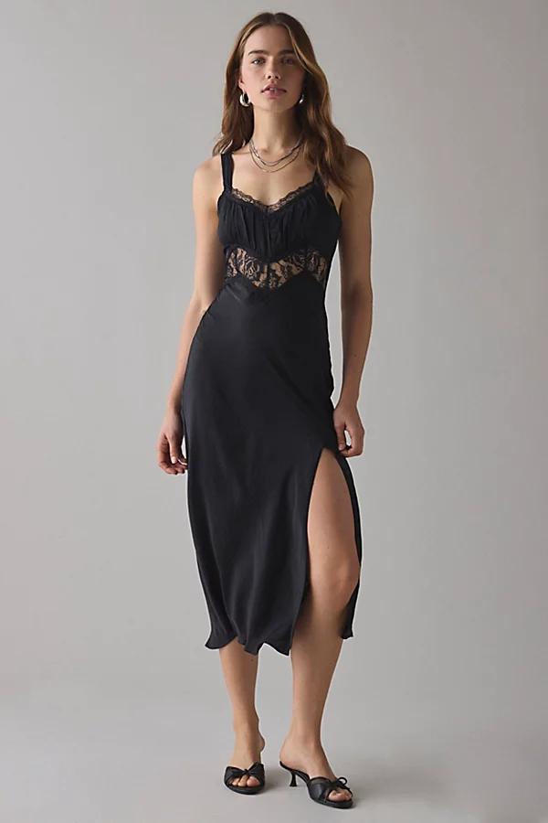 Kimchi Blue Liz Lace Trim Satin Slip Midi Dress Womens at Urban Outfitters Product Image