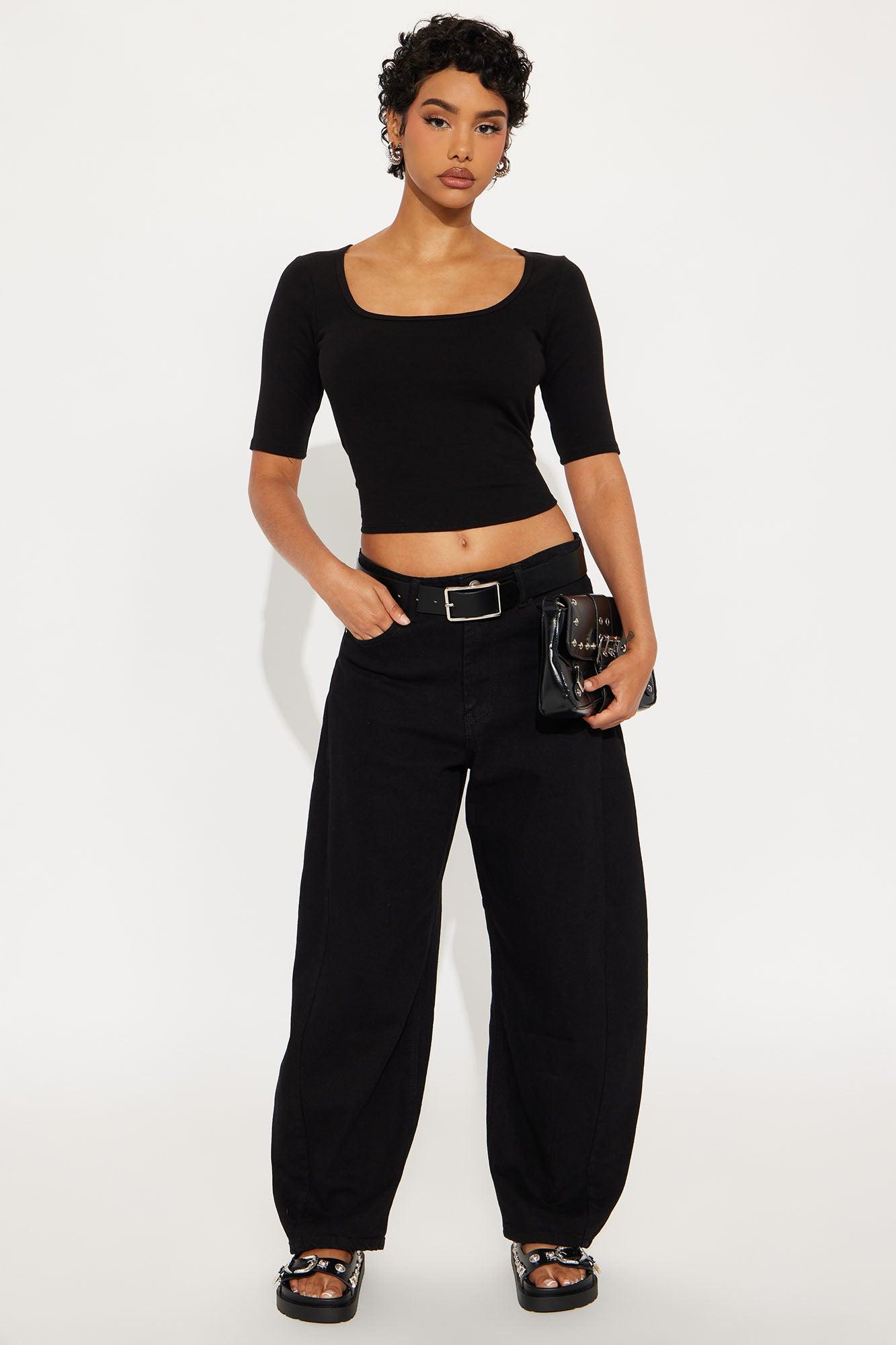 Lani Short Sleeve Top - Black Female Product Image