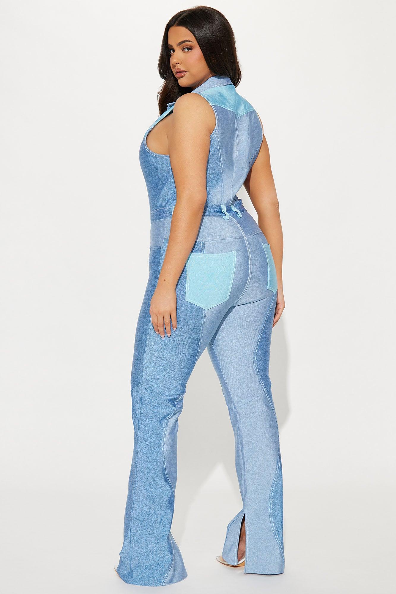 Rio Babe Bandage Jumpsuit - Blue/combo Product Image