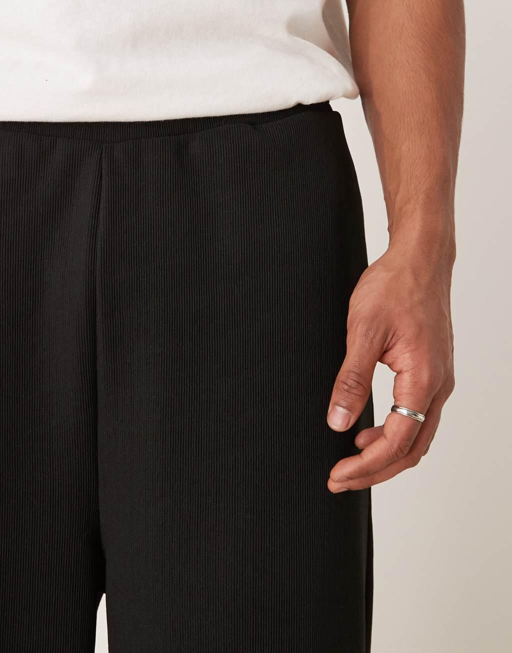 ASOS DESIGN super baggy ribbed sweatpants in black - part of a set Product Image