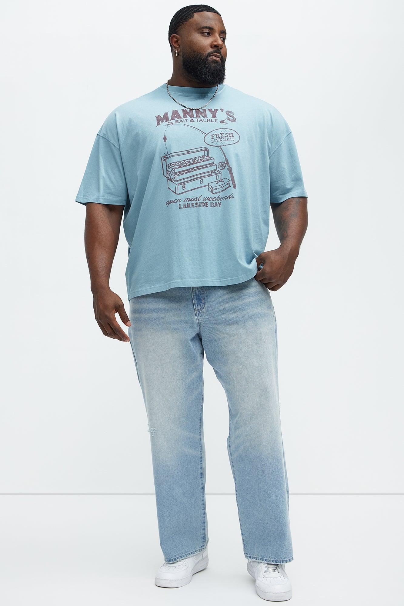 Mannys Fresh Bait Oversized Short Sleeve Tee - Light Blue Product Image