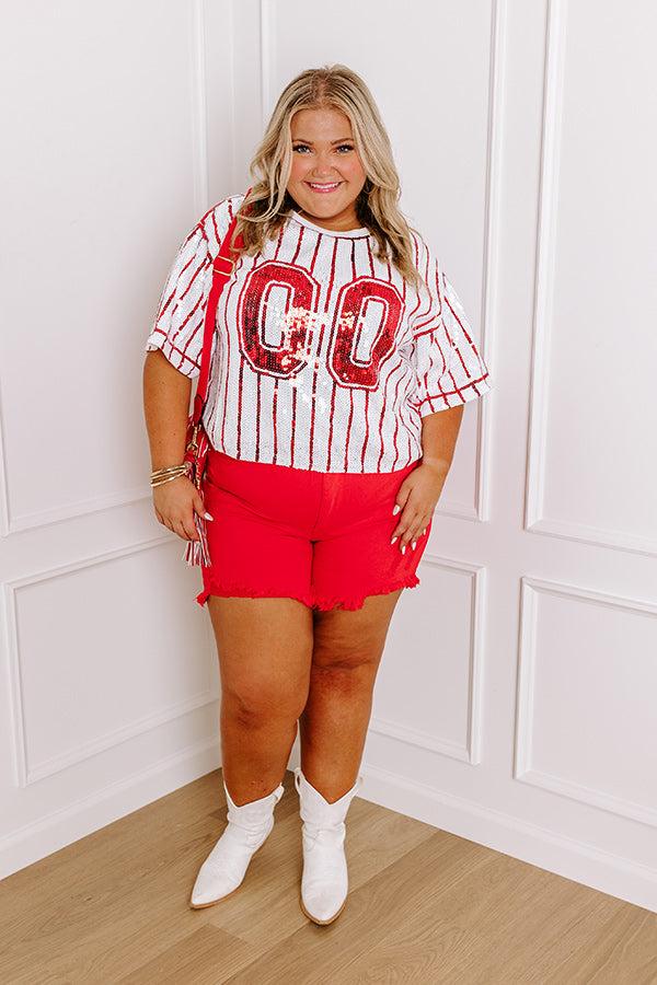 Spirit Squad Sequin Top in Red Curves Product Image