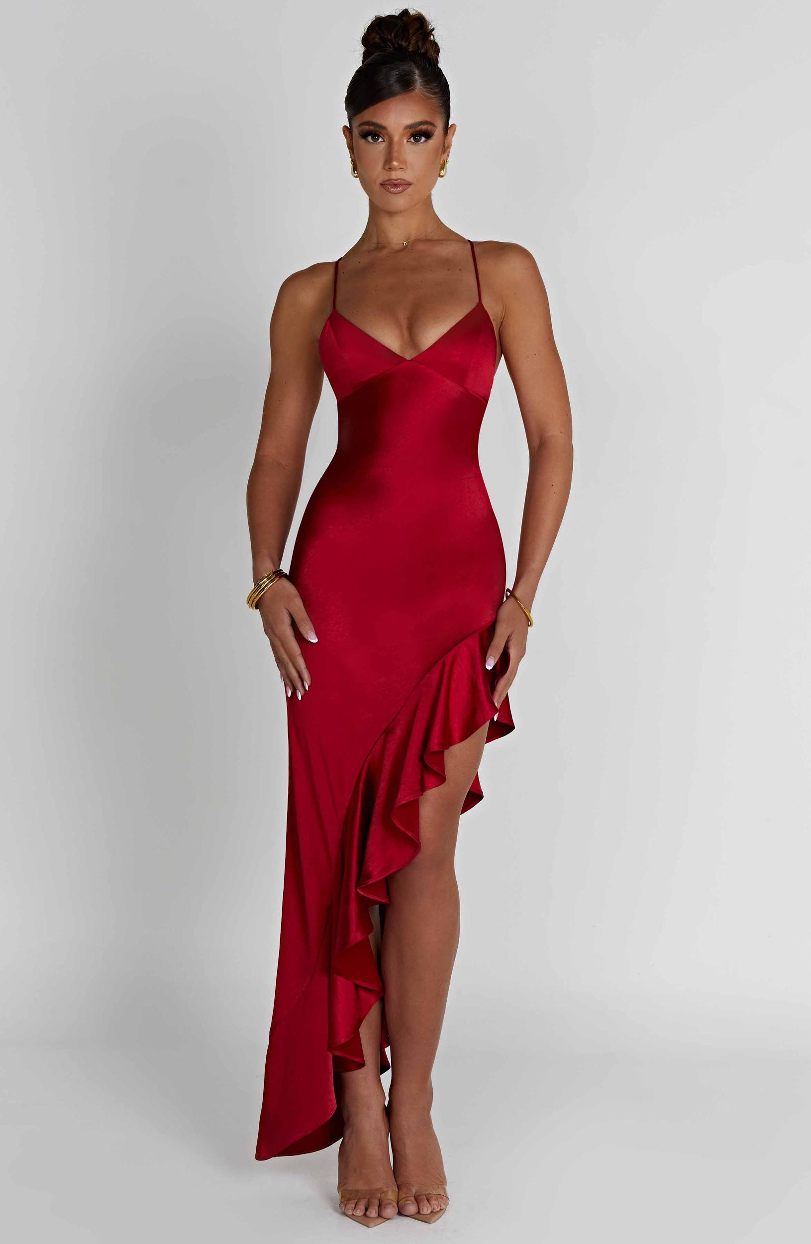 Flora Midi Dress - Red Product Image