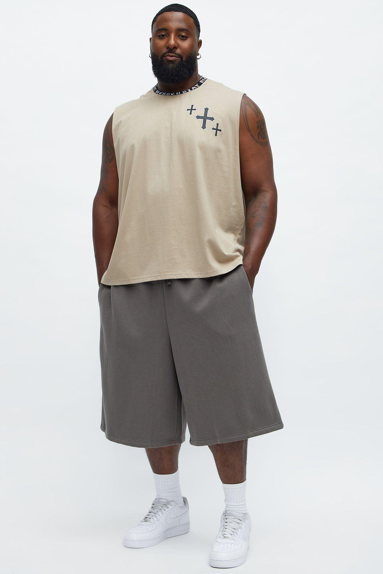 Muscle Stay Blessed Tank - Stone Male Product Image