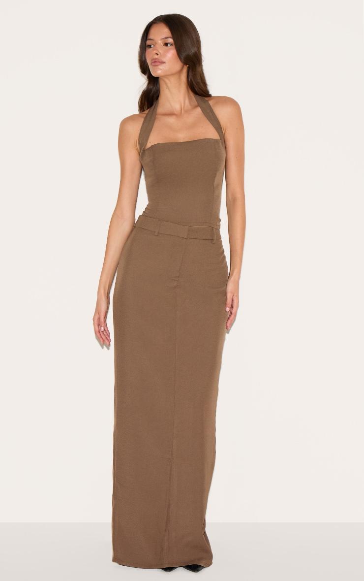 Chocolate Tailored Woven Maxi Skirt  Product Image