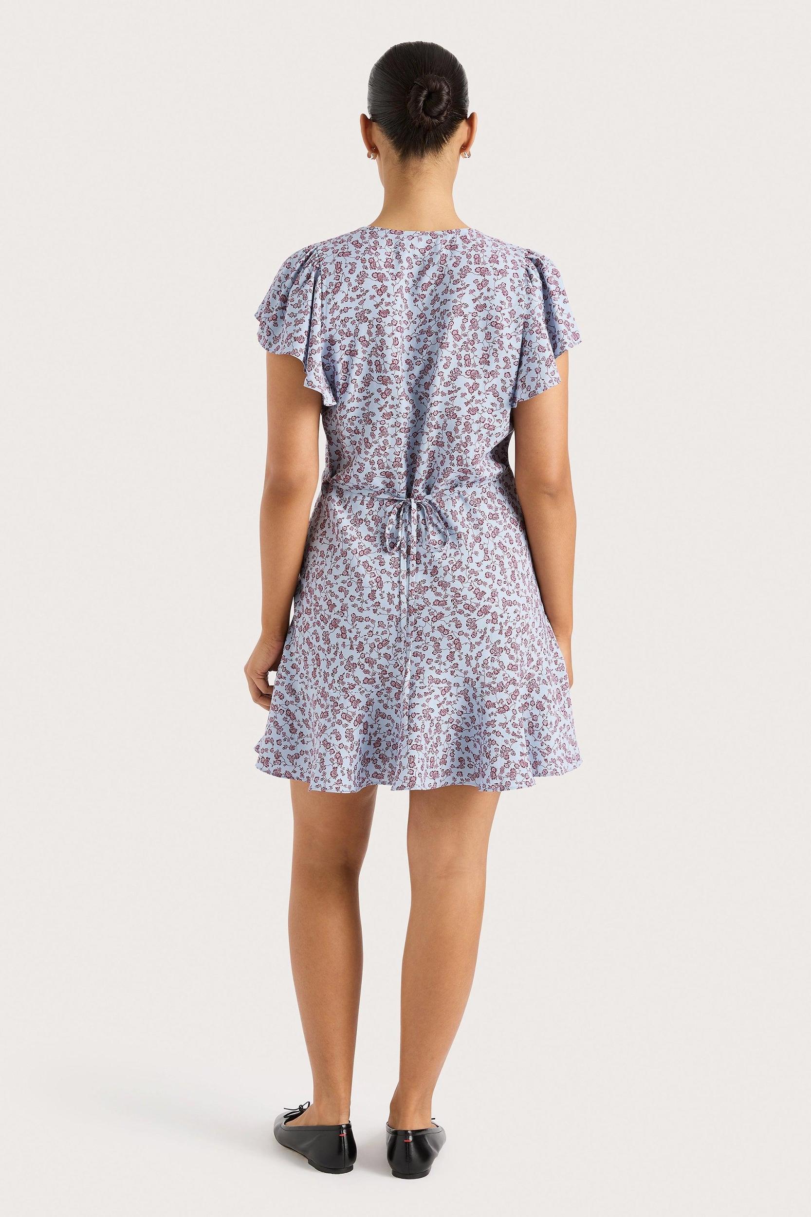 Alba Mini Dress Amaryllis Floral Blue - Final Sale Product Image