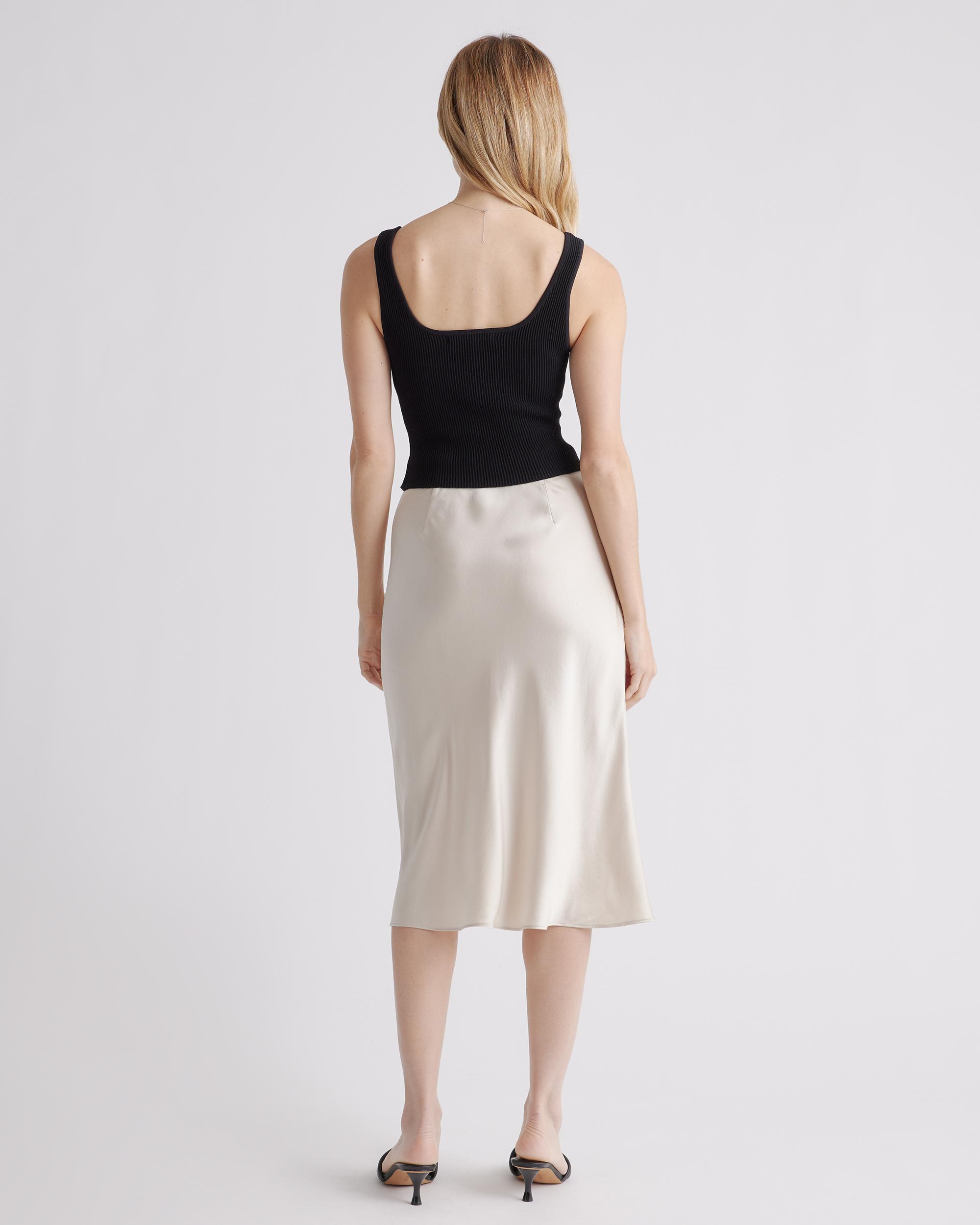 Quince | Women's Cropped Square Neck Ribbed Knit Tank Top Recycled nylon/polyester/spandex Product Image