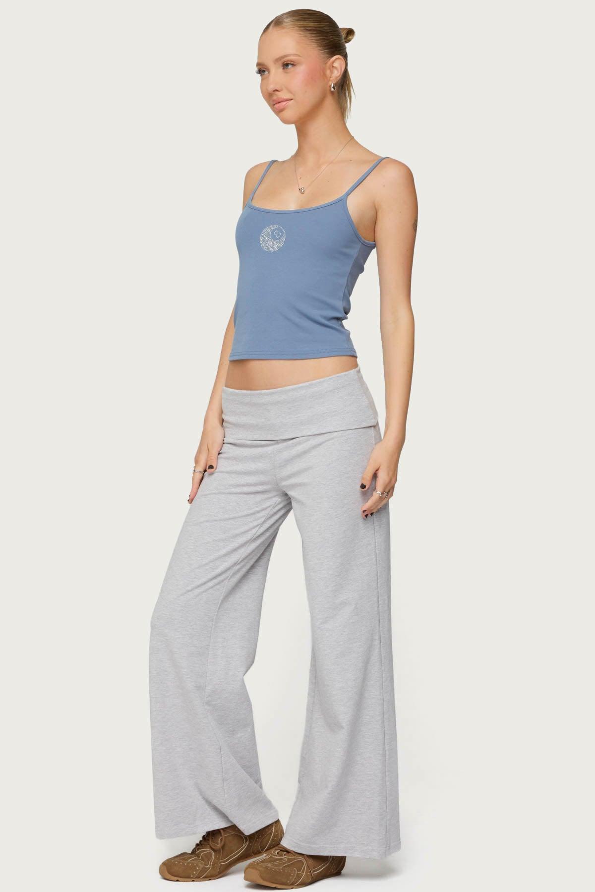 Petite Wide Leg Fold Over Pants Product Image