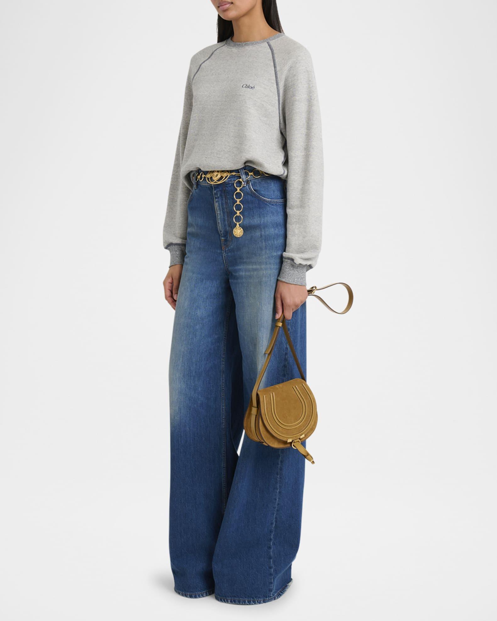 Marcie Flap Saddle Crossbody Bag in Suede  Product Image