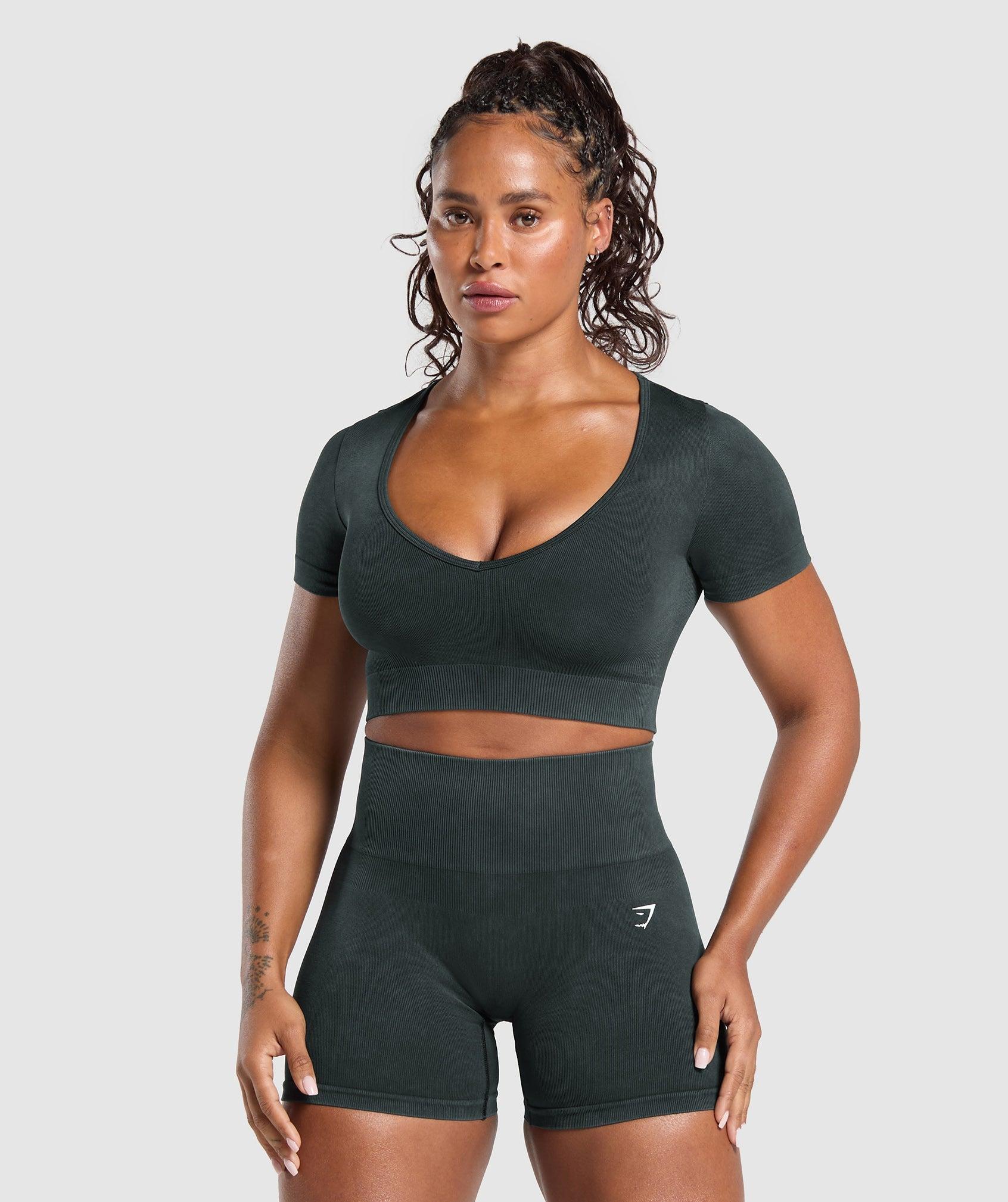Gymshark Gains Seamless Washed Crop Top - Black Female Product Image