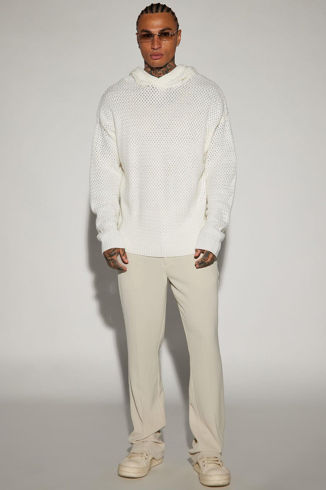 Say Less Cableknit Hooded Sweater - White Product Image