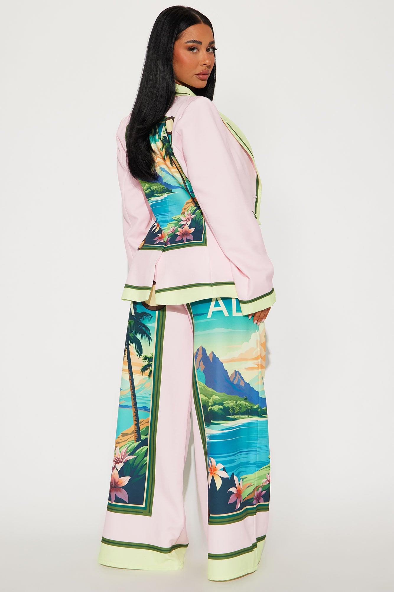 Tropical Bliss 3 Piece Pant Set - Pink/combo Product Image