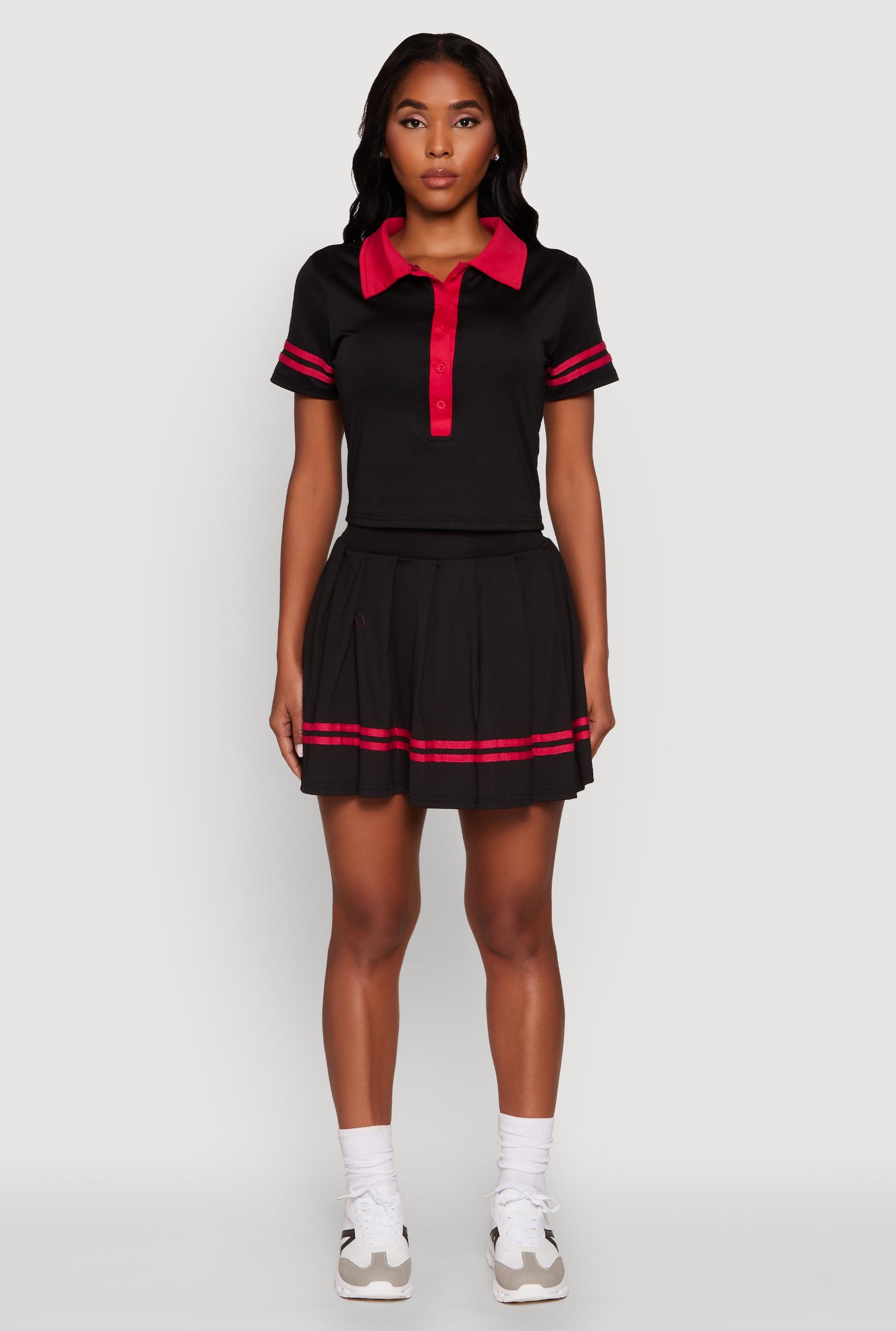 Womens Trendy Varsity Stripe Pleated Mini Skirt Product Image