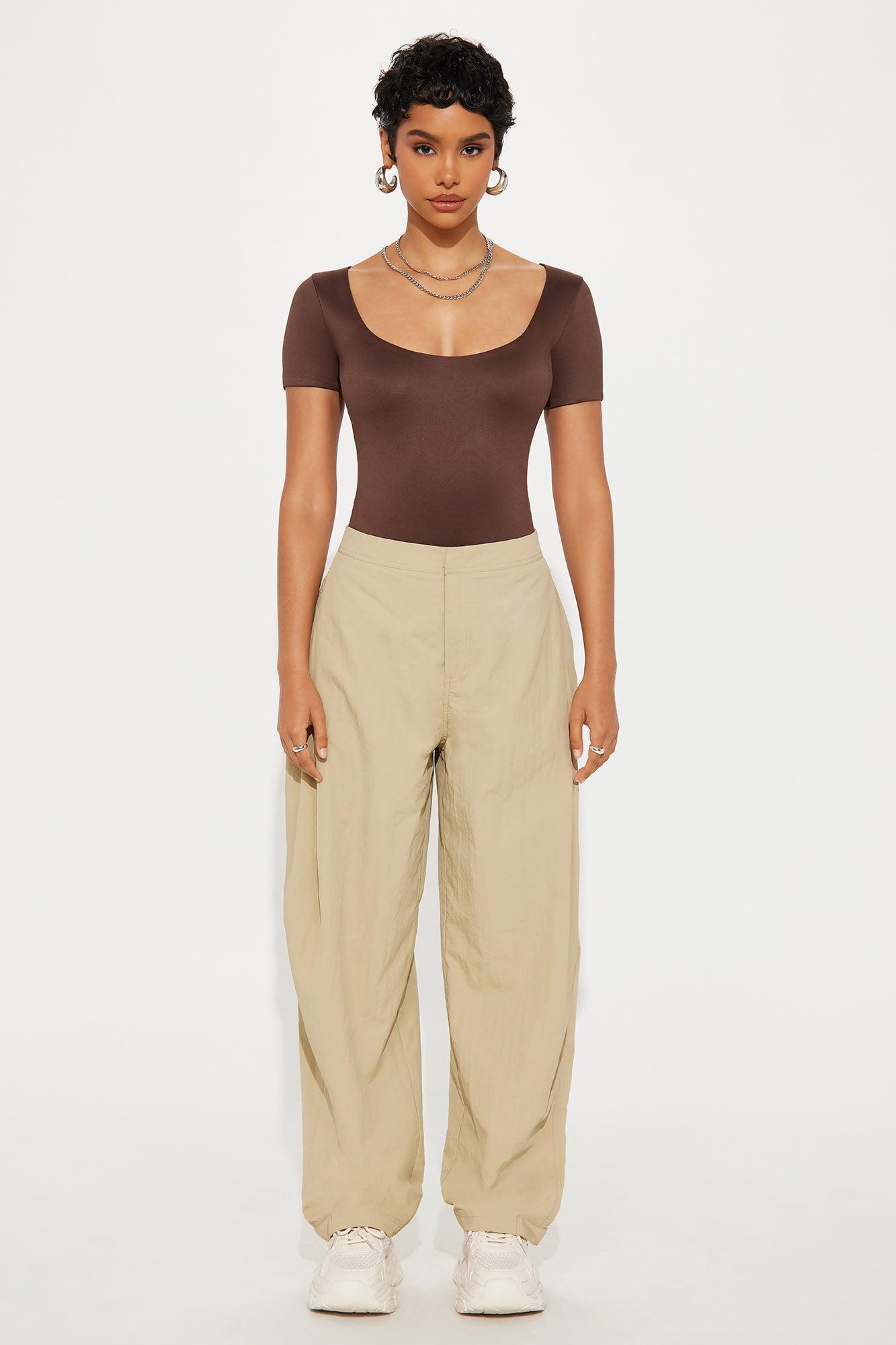 Contour Double Lined Short Sleeve Scoop Neck Bodysuit - Chocolate Female Product Image