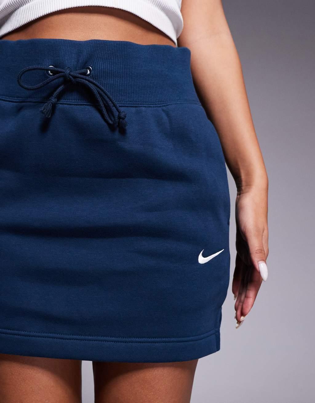 Nike Phoenix fleece mini skirt in navy Product Image