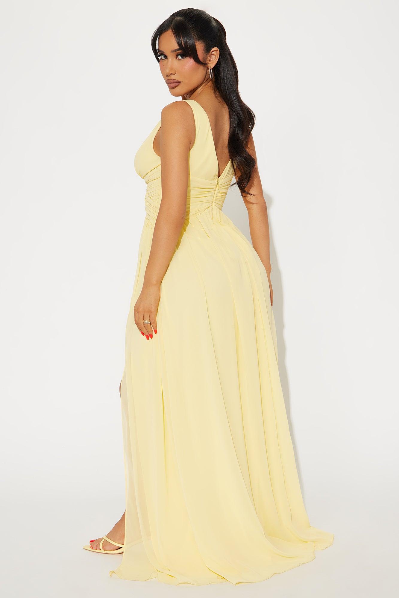 Juliet Chiffon Gown - Butter Yellow Product Image