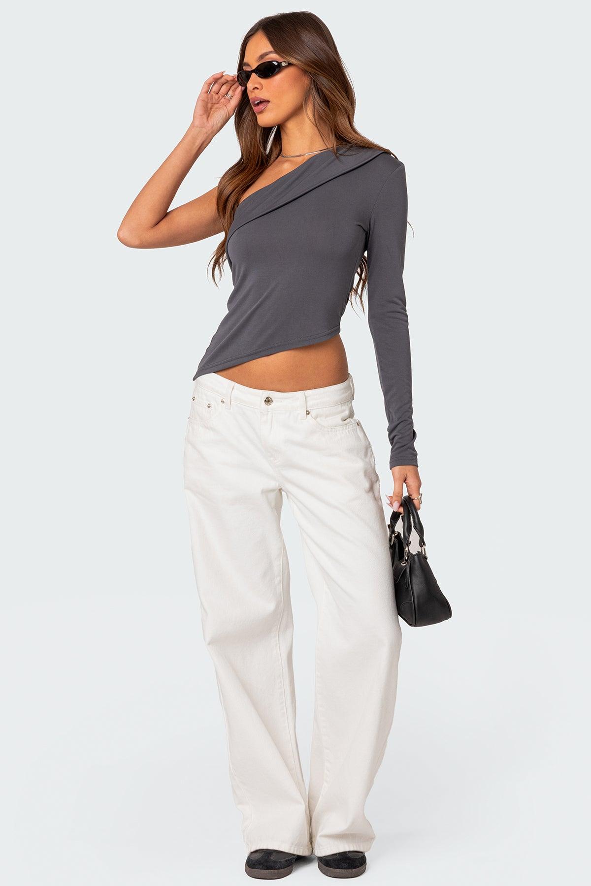 Fold Over One Shoulder Top Product Image