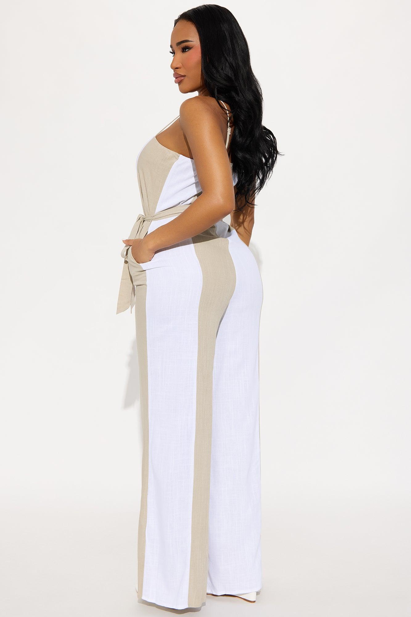 In My Linen Wide Leg Jumpsuit - White/combo Product Image