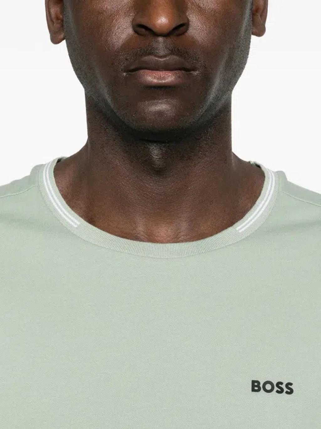 HUGO BOSS Short-sleeved Ribbed T-shirt In Green Product Image