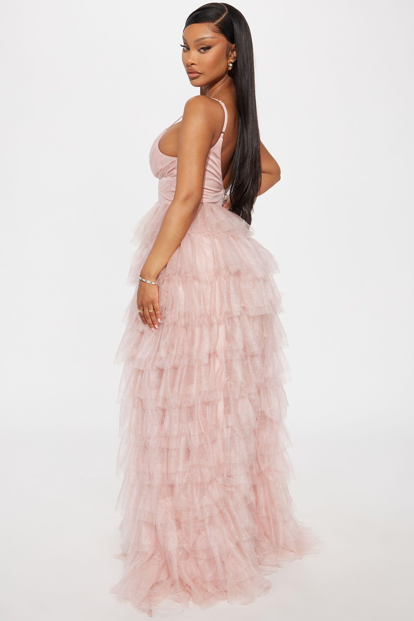 Melinda Tiered Tulle Gown - Mauve Product Image