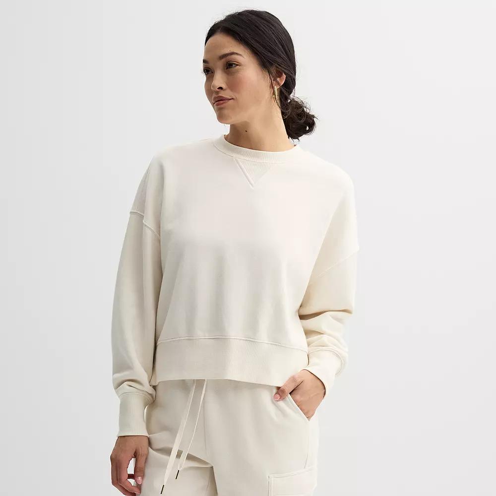 Women's Sonoma Goods For Life® Boxy Crewneck Sweatshirt, Size: XS, Ivory Product Image