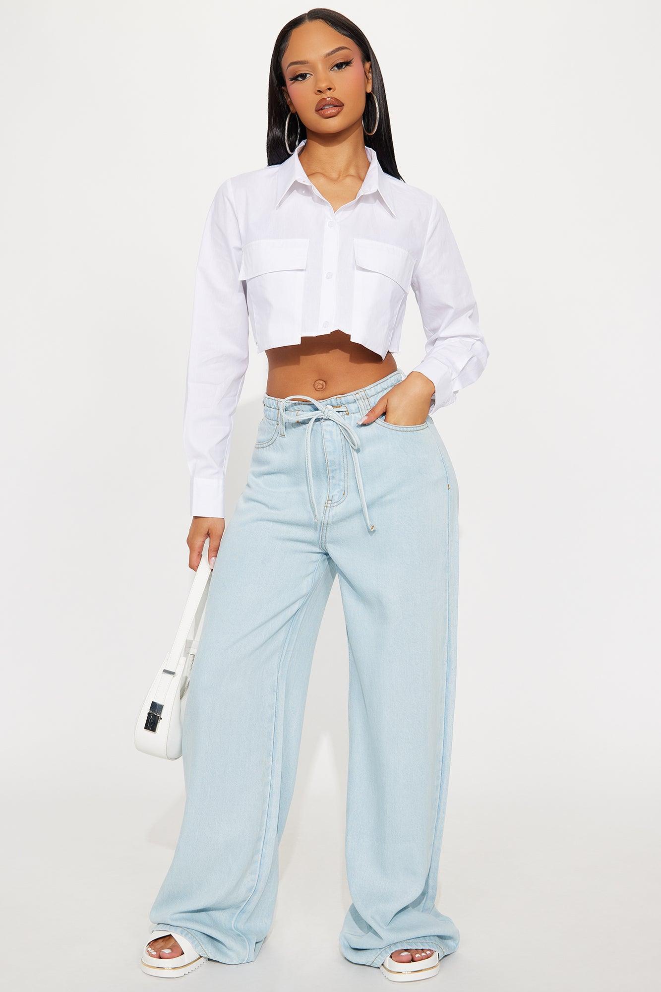 On My Way Cropped Poplin Shirt - White Female Product Image