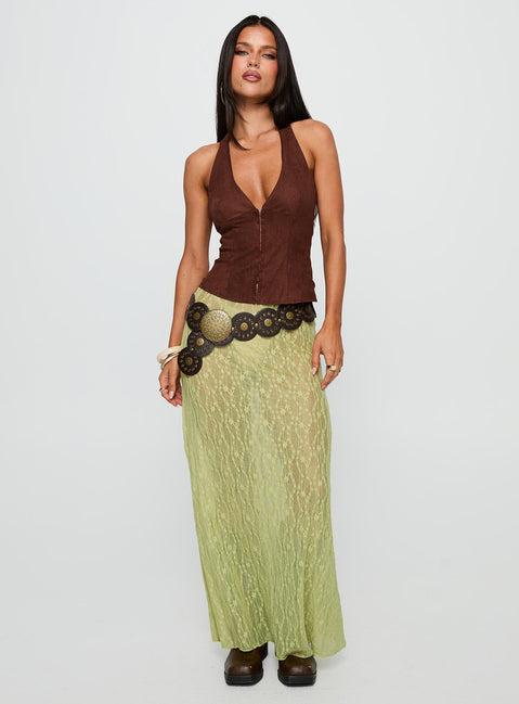Pura Vida Lace Maxi Skirt Sage Product Image