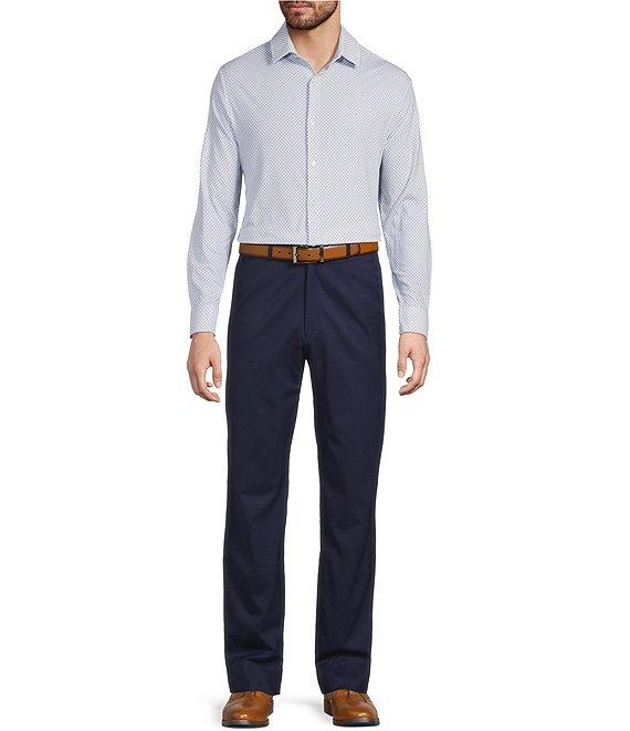 Hart Schaffner Marx State Street Essentials Long Sleeve Geo Print Albini Knit 4Flex Coat Front Shirt Product Image