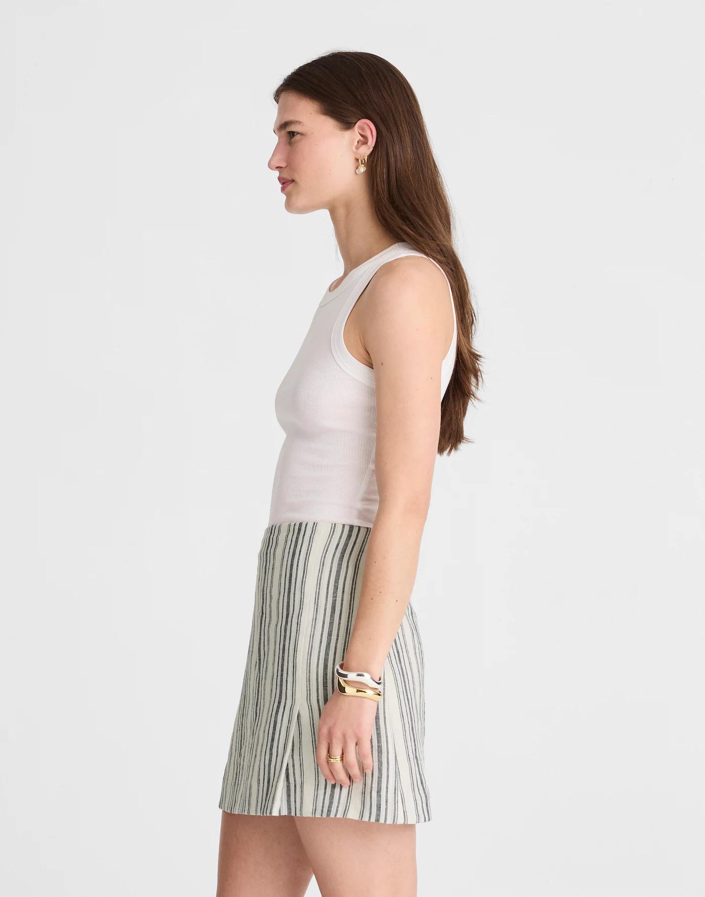 Single-Pleat Linen Mini Skirt Product Image