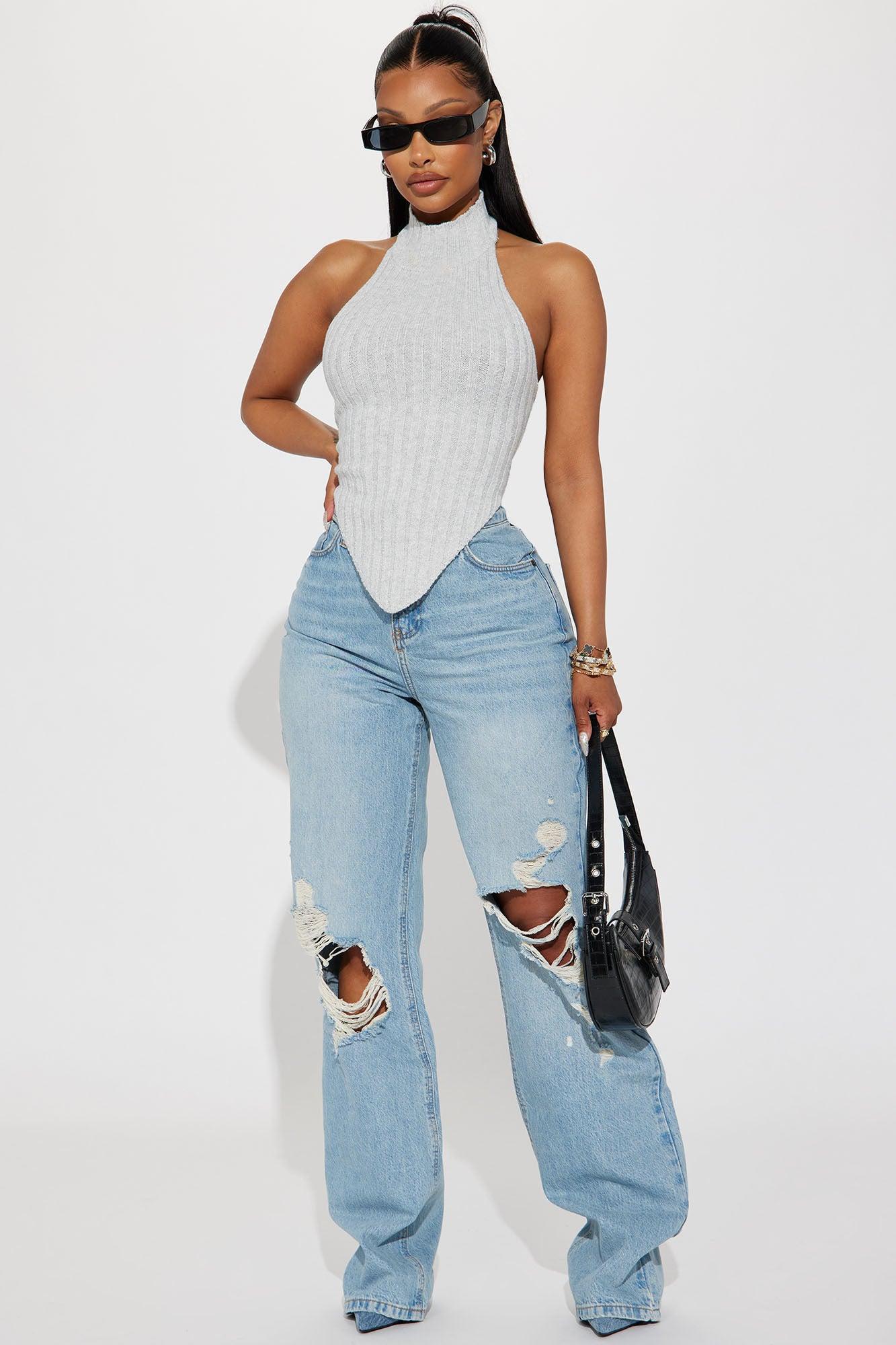 Kinslie Sweater Top - Grey Product Image