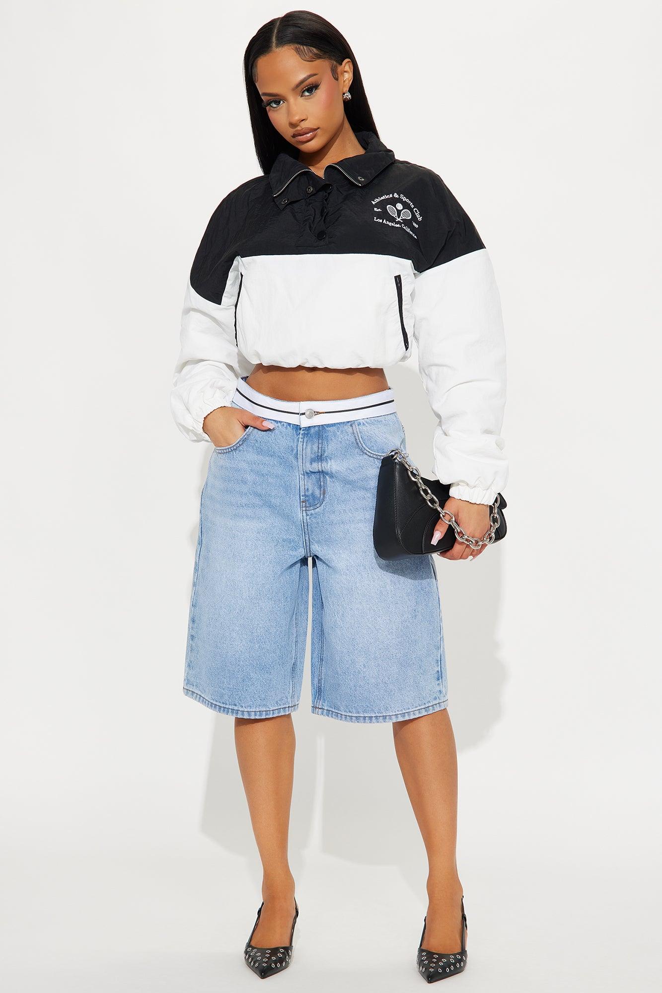 Getting Back To Business Denim Jorts - Light Wash Product Image