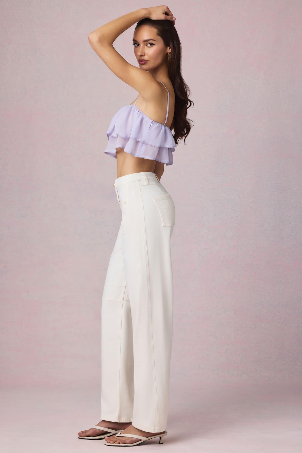 Mid-Rise Barrel-Leg Jeans in Ecru Wash Product Image