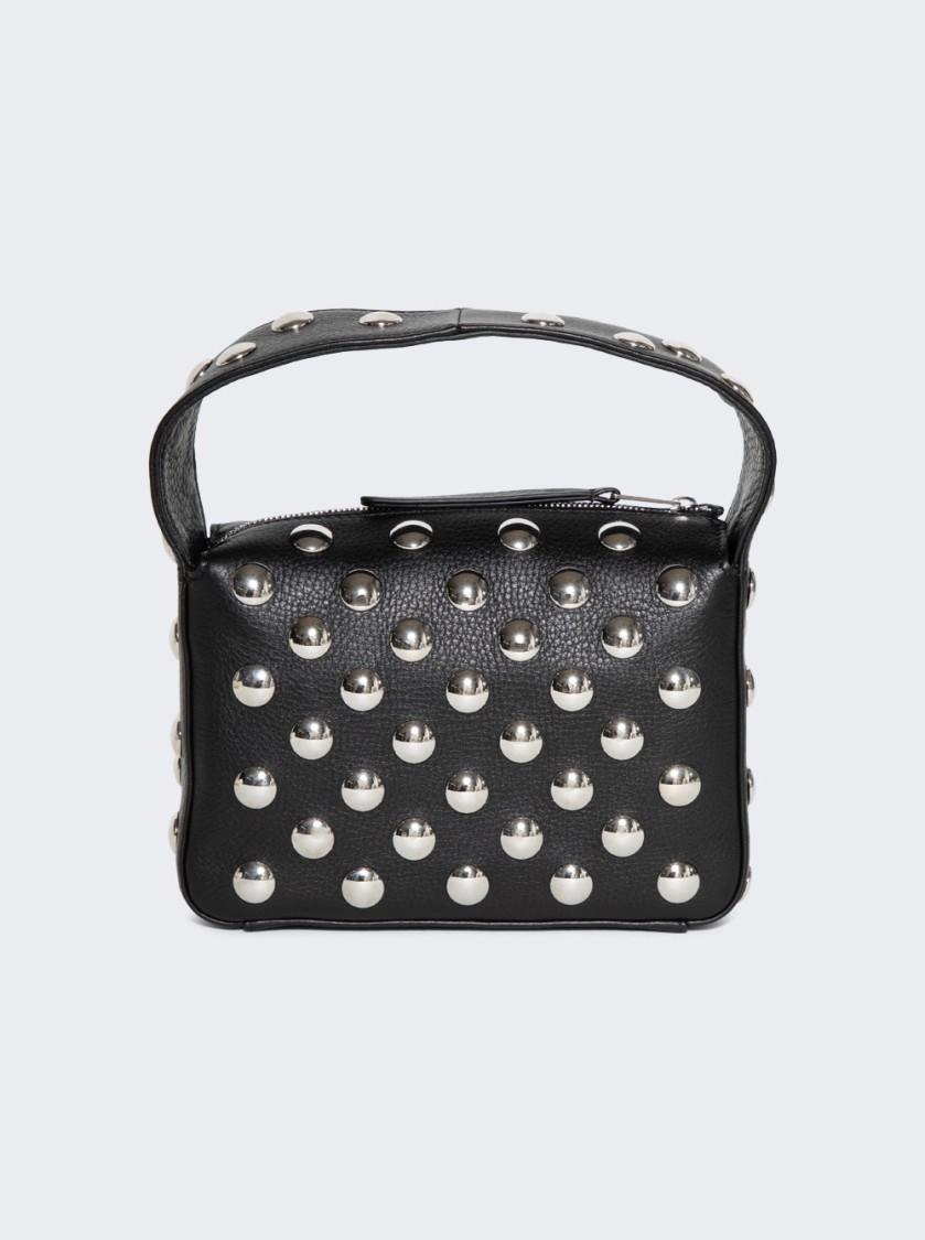 KHAITE Elena Small Studded Textured-leather Shoulder Bag In Black Product Image