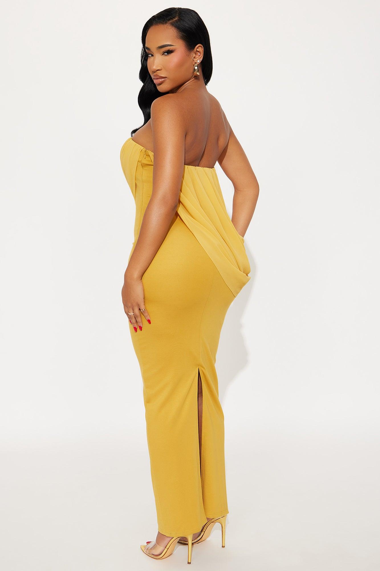 Morle Draped Maxi Gown - Mustard Female Product Image