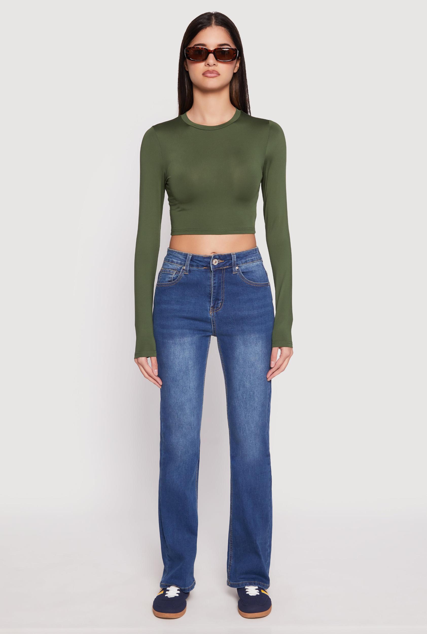 Womens Daisy Long Sleeve High Neck Crop Top Product Image