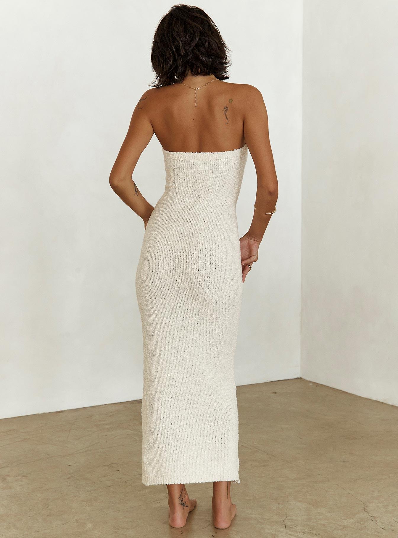 Cloud Strapless Boucle Maxi Dress Cream Product Image