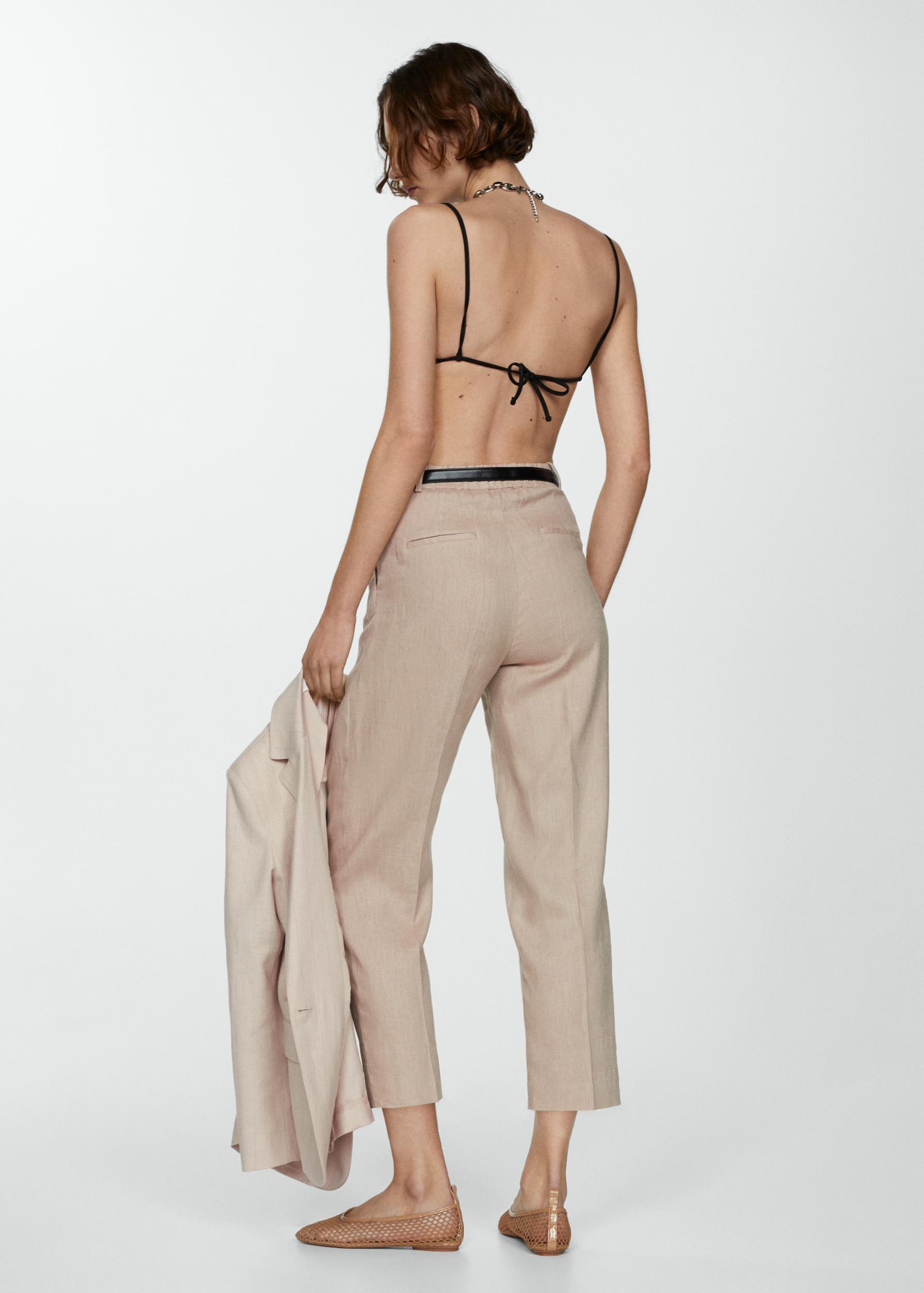 Cropped linen-blend pants - Women | MANGO USA Product Image