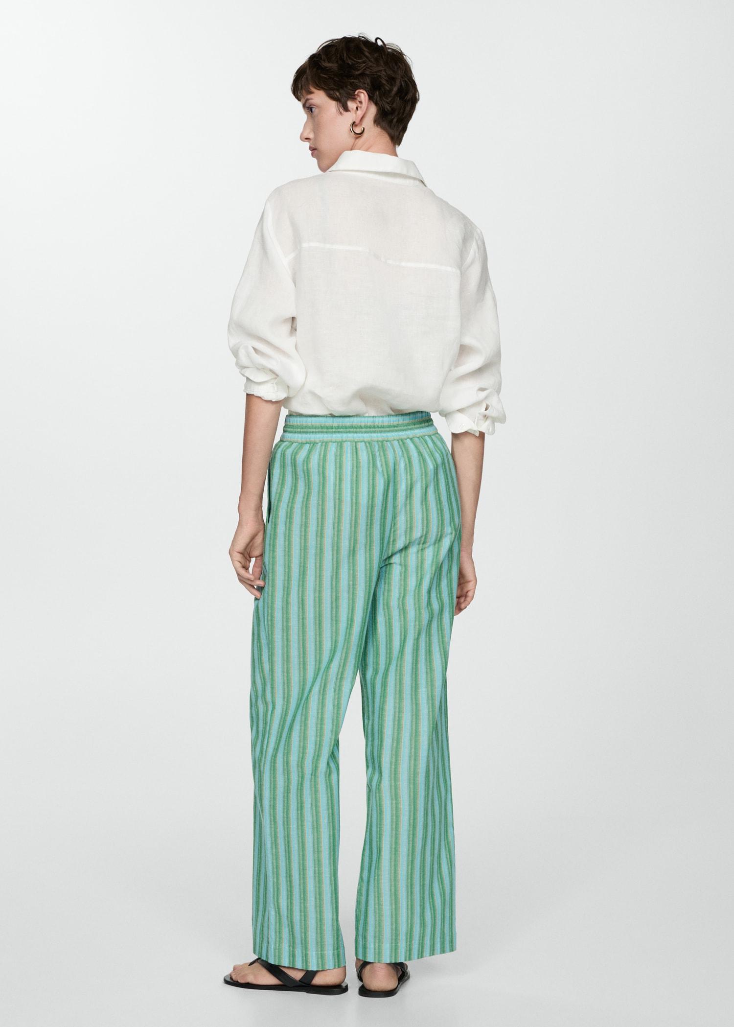 Straight striped trousers - Women | MANGO USA Product Image
