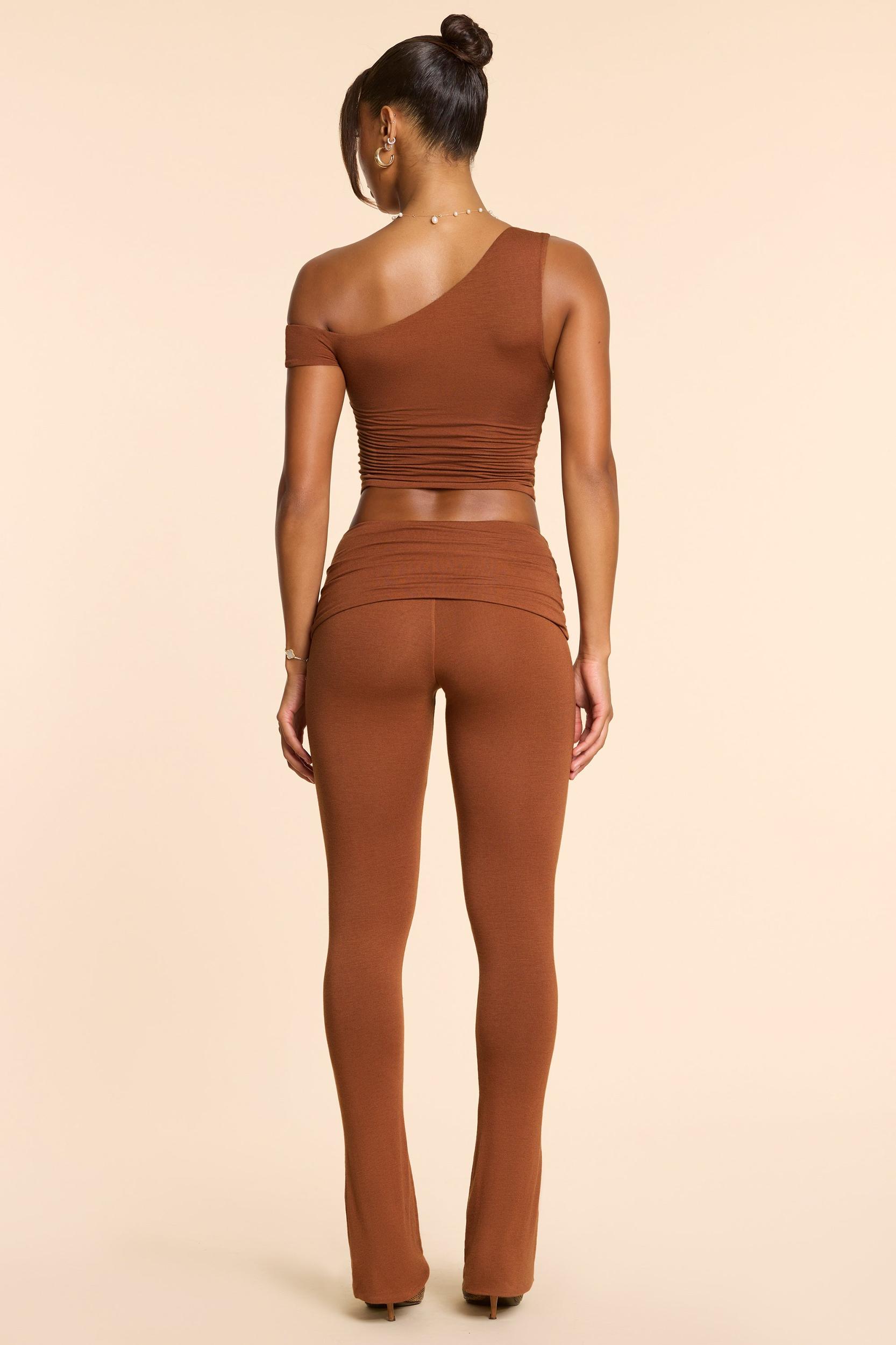 Mid Rise Modal Cashmere Blend Trousers in Chestnut Brown Product Image